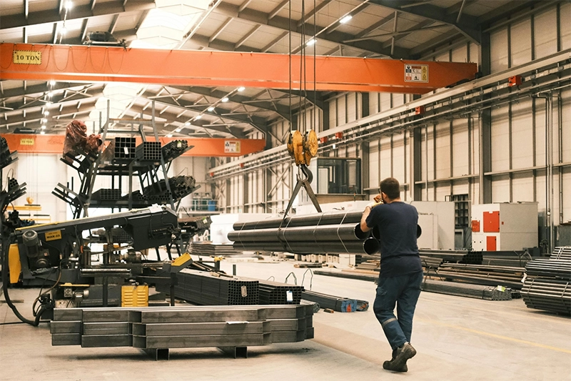 image of a manufacturing plant with heavy equipment, tools and fixtures.